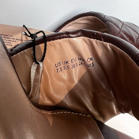 The Drop Quilted Chocolate High Block Heeled Mule Open Toe Sandal Ladies 7.5 - Picture 6 of 10